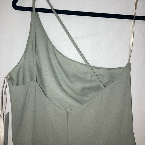 NWT Jenny Yoo Carly One Shoulder Bridesmaid Dress in Moss Pebbled Crepe Sz 10 - Picture 13 of 16